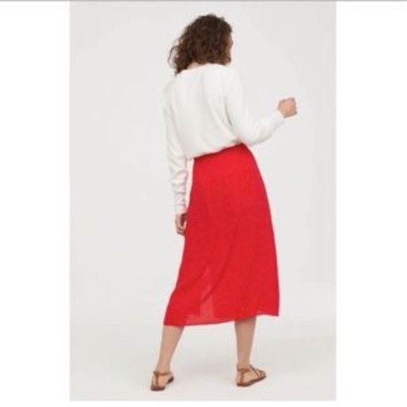 NWT H&M dot midi skirt red SZ 0 - Picture 4 of 6